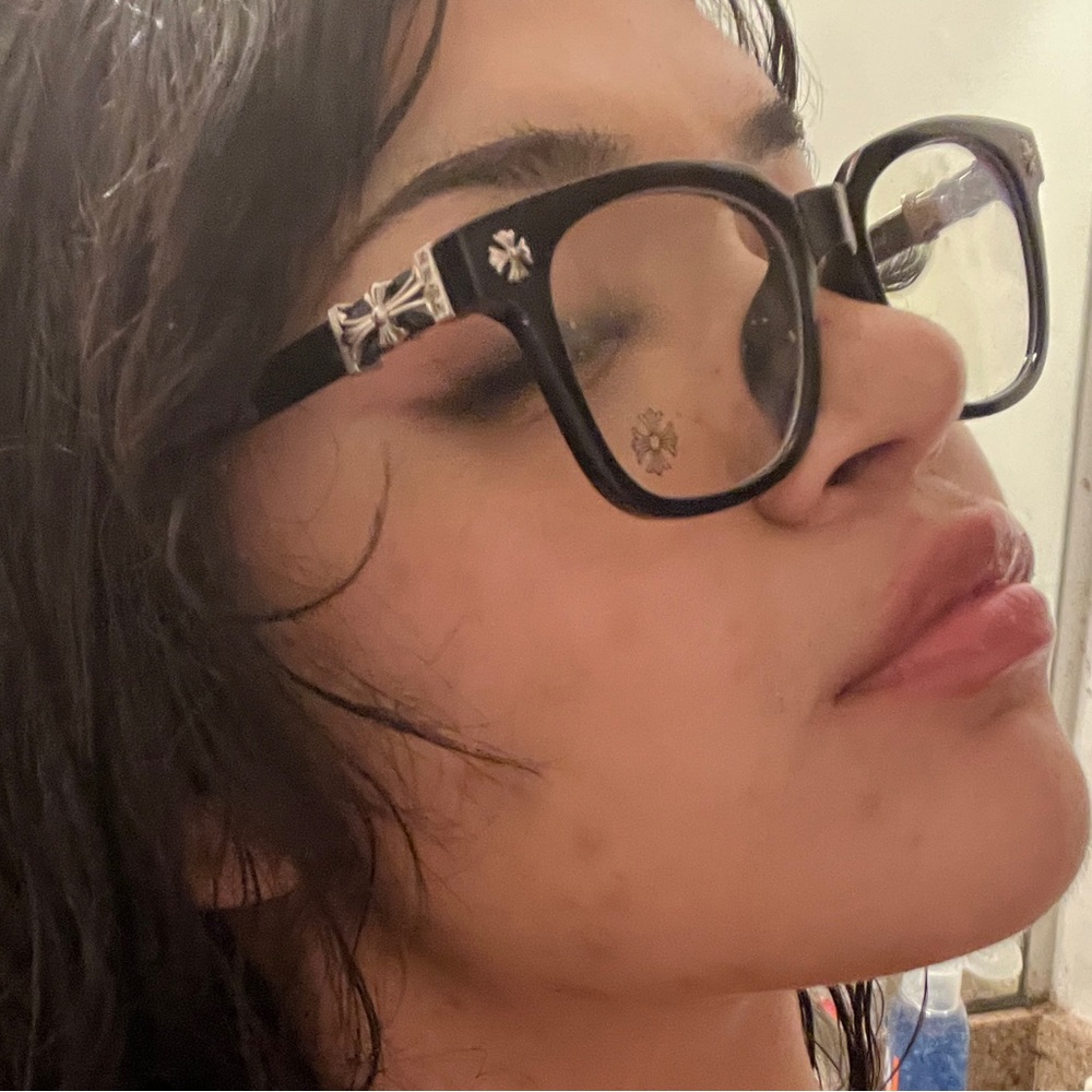 Black chrome heart glasses